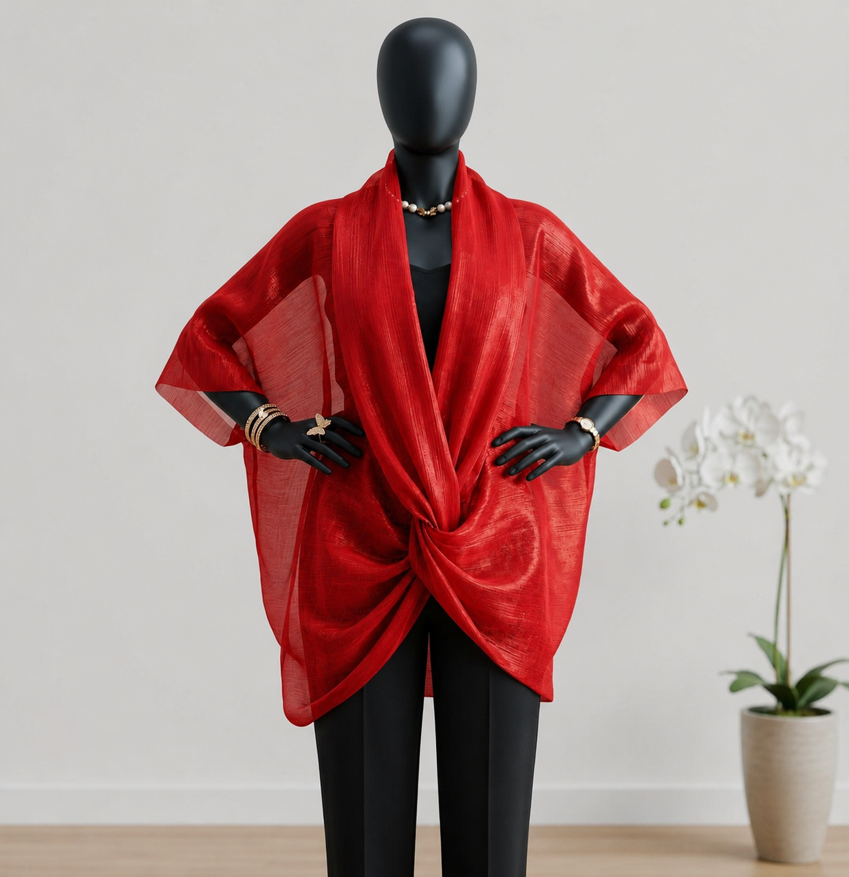 ORGANZA BLOUSE RED